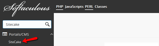Finding Sitecake in Softaculous