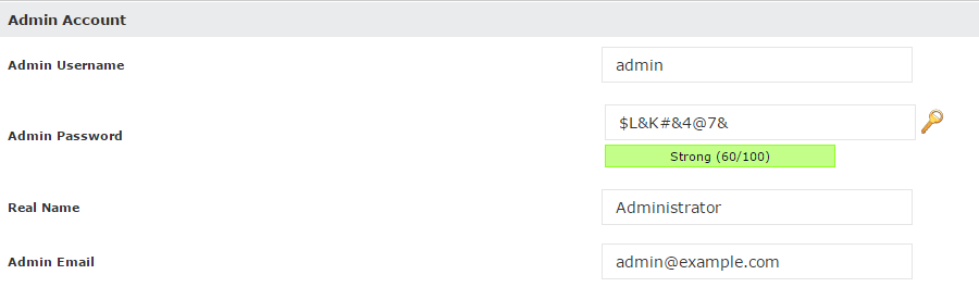 Admin Account Configuration for SMF in Softaculous