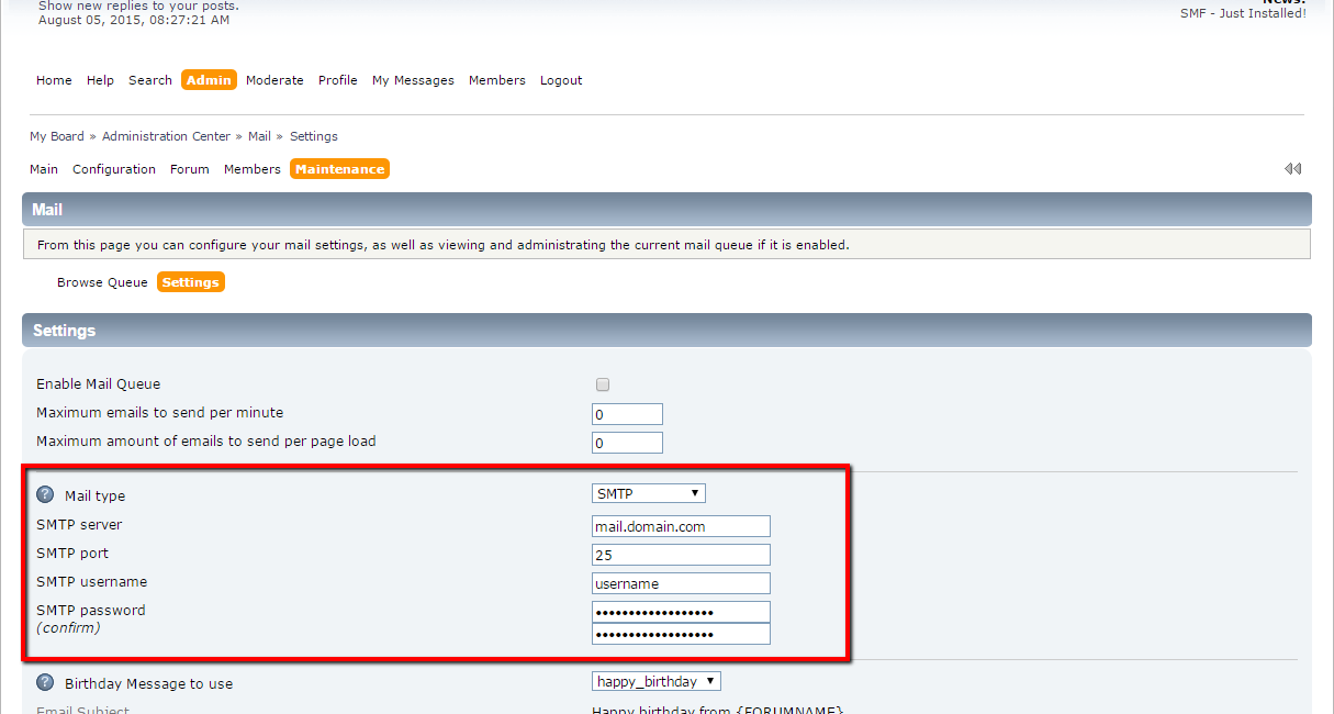 Configure SMF with SMTP