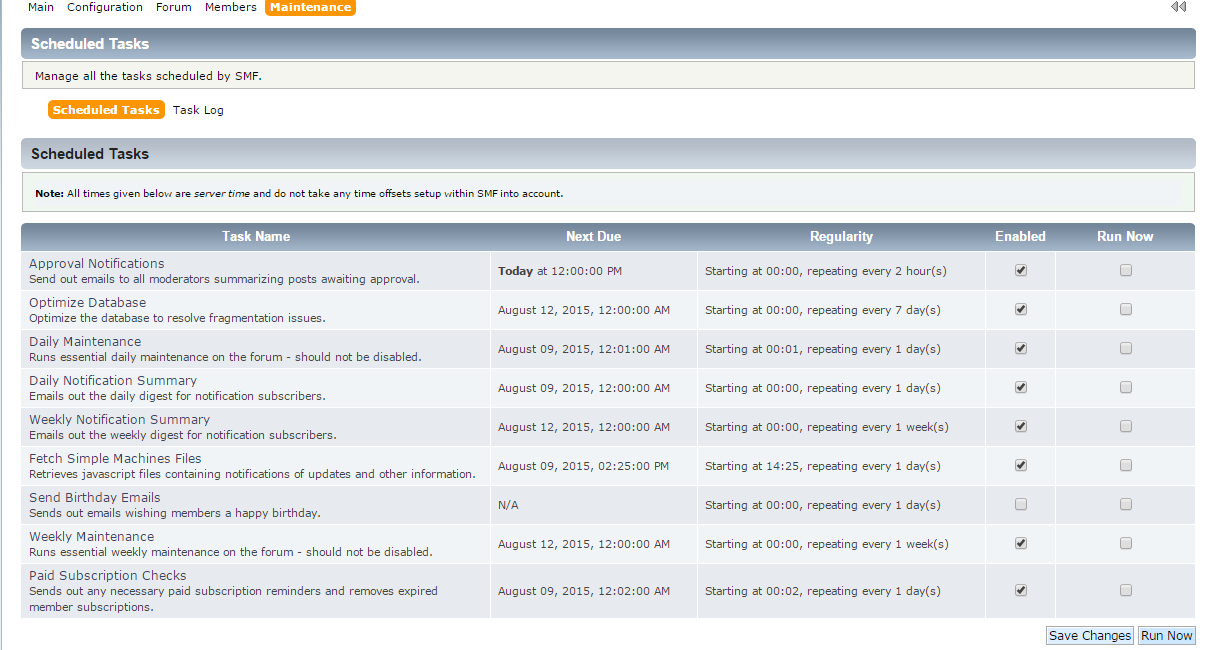 Scheduled Tasks in SMF