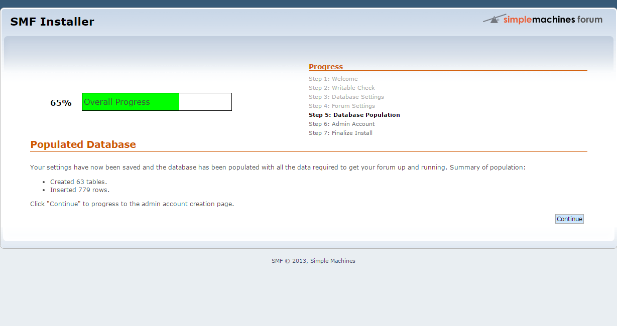 Database Population During SMF Installation