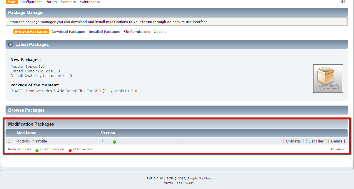 Modify Packages in SMF