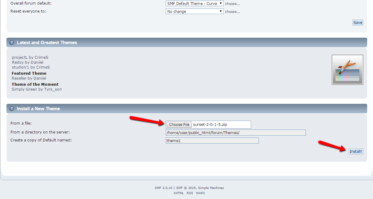 Upload Theme in SMF
