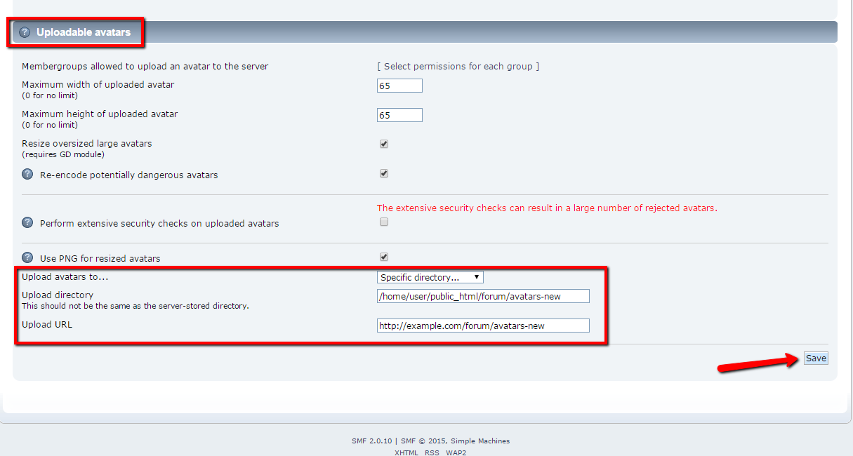 Change Avatar Directory in SMF