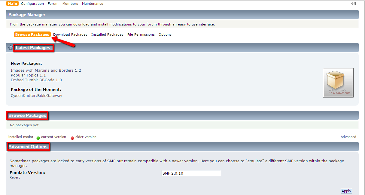 Upload packages in SMF