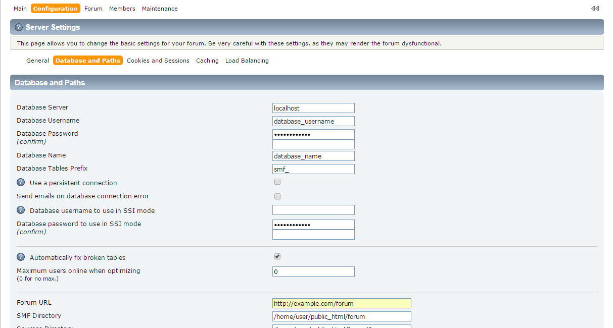 Database Configuration in SMF