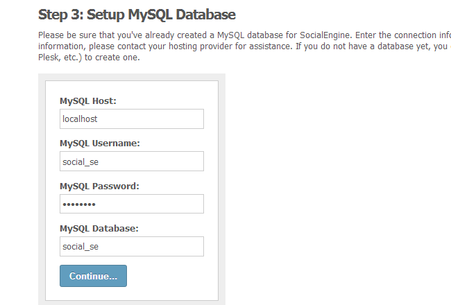 SocialEngine MySQL configuration