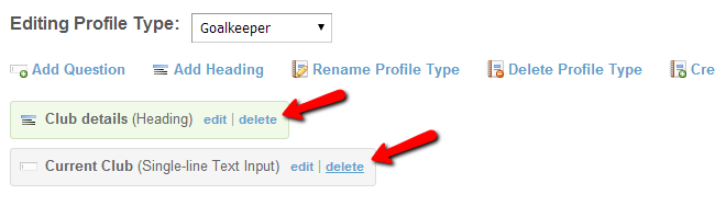 Remove a question or heading for a profile type in SocialEngine