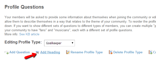 Add headings for profile types in SocialEngine