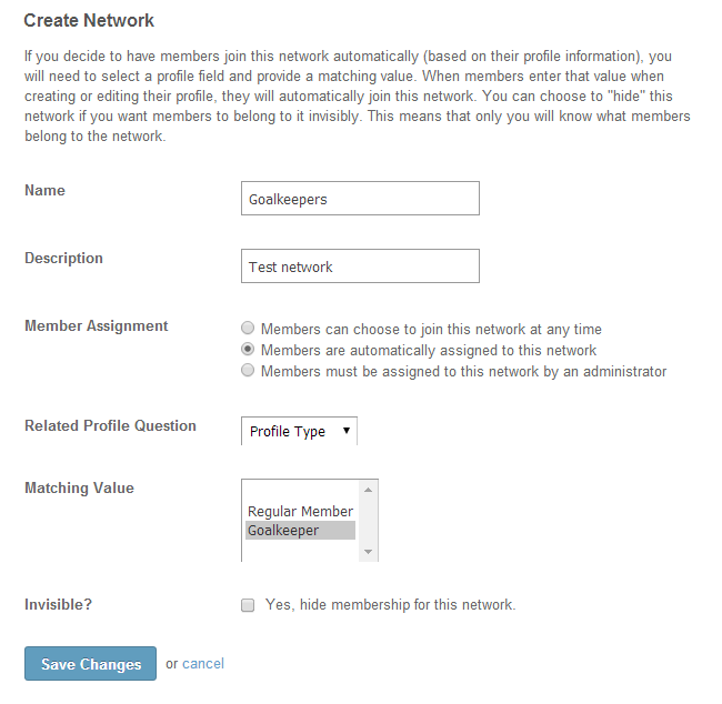 Edit network details in SocialEngine