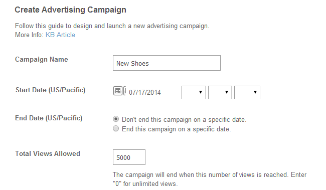 Create a new advertising campaign in SocialEngine