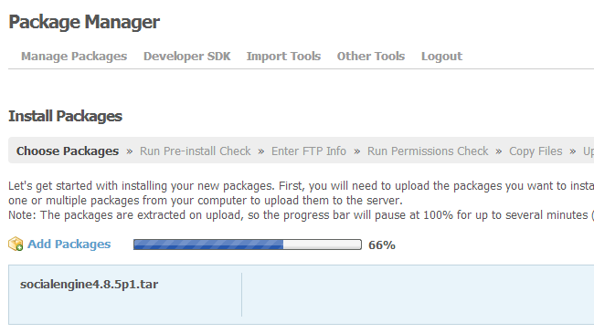 Extract SocialEngine upgrade package