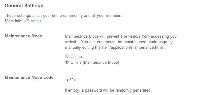 Enable maintenance mode in SocialEngine