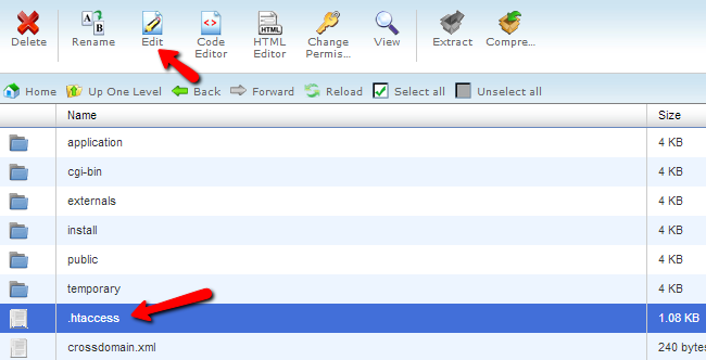 Edit .htaccess file in cPanel