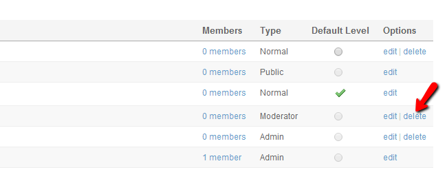 Delete existing member level in SocialEngine