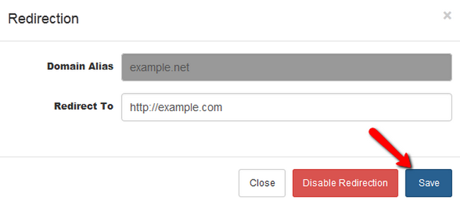 Saving a Redirect for the Domain Alias