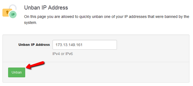 Unbanning an IP address