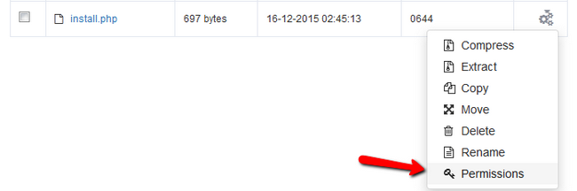 Accessing the Permissions option for a file