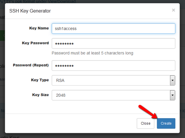 Configuring the SSH Key parameters and Generating it