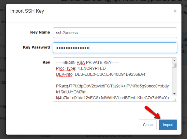 Configuring and Importing a new SSH Key