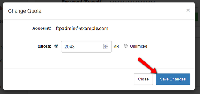 Changing the Quota of your FTP account