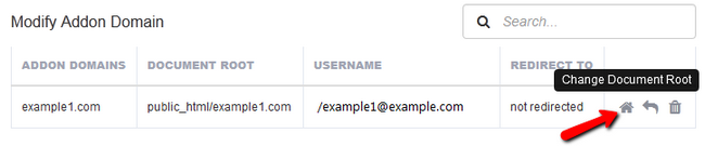 Changing the Document Root of an Addon Domain