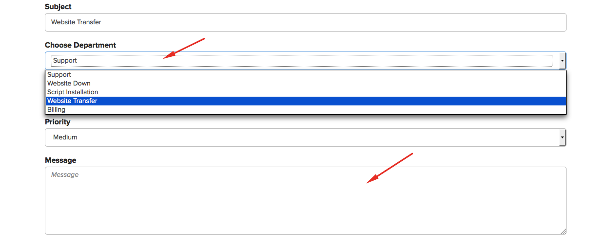Submit a website transfer request