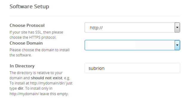 Configuring the Software setup for Subrion