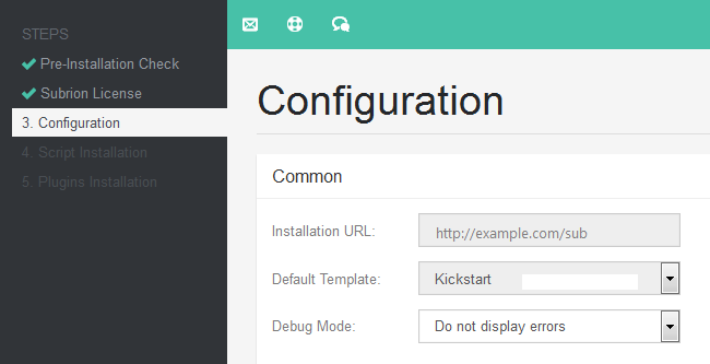 Configuring the Common Subrion Settings