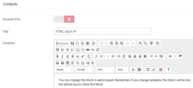 Titling and filling out the block with content