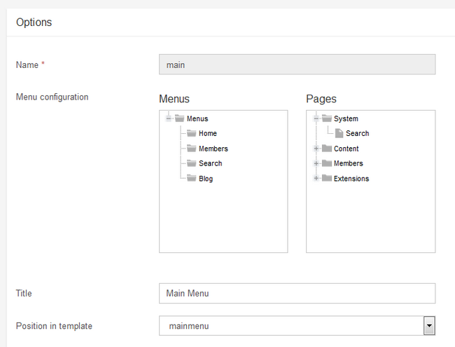 Configuring the Menu in Subrion