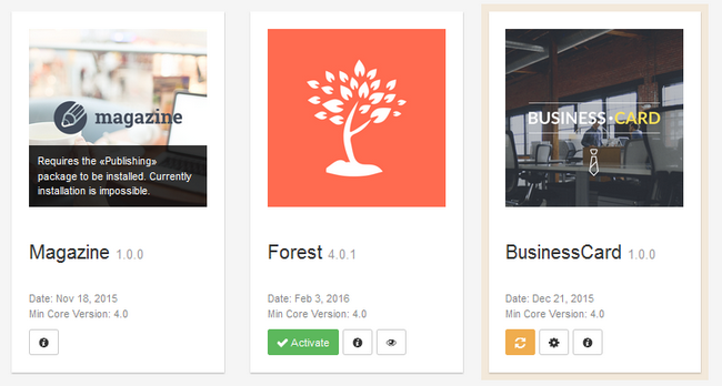 Differentiating between the different types of Templates for Subrion