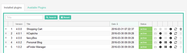 Overview of the Installed Plugins in Subrion