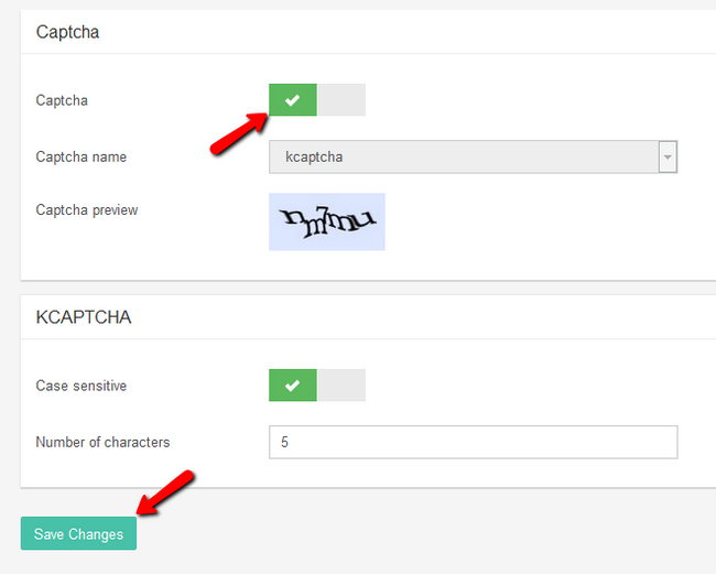 Enabling and configuring Captcha in Subrion