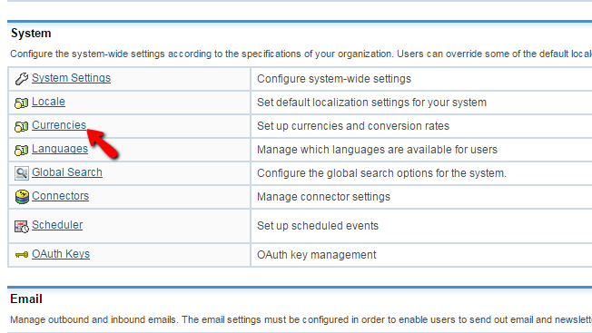 accessing the currencies page