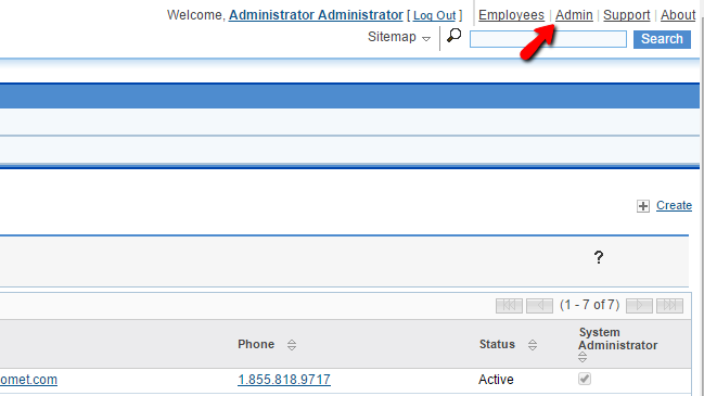 accessing the admin section 