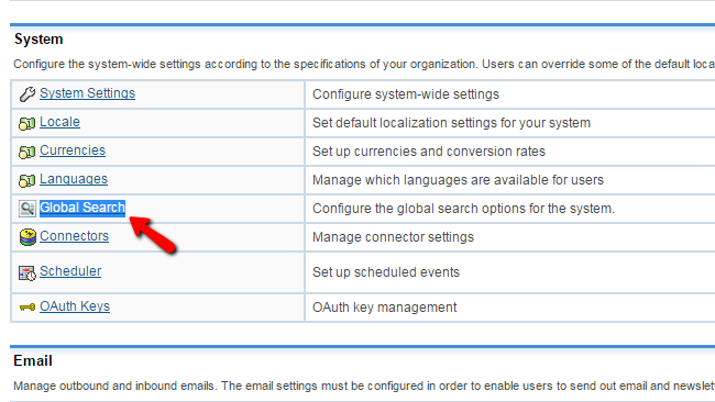Accessing the Global Settings page