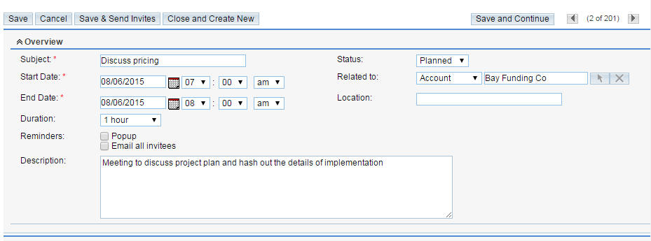 configuring the new meeting