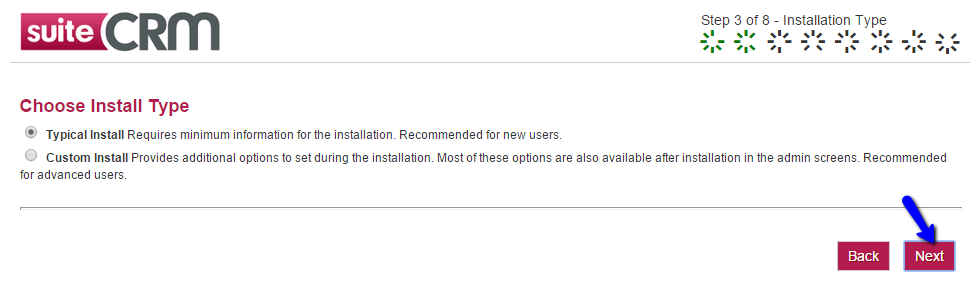 SuiteCRM Installation - Installation Type