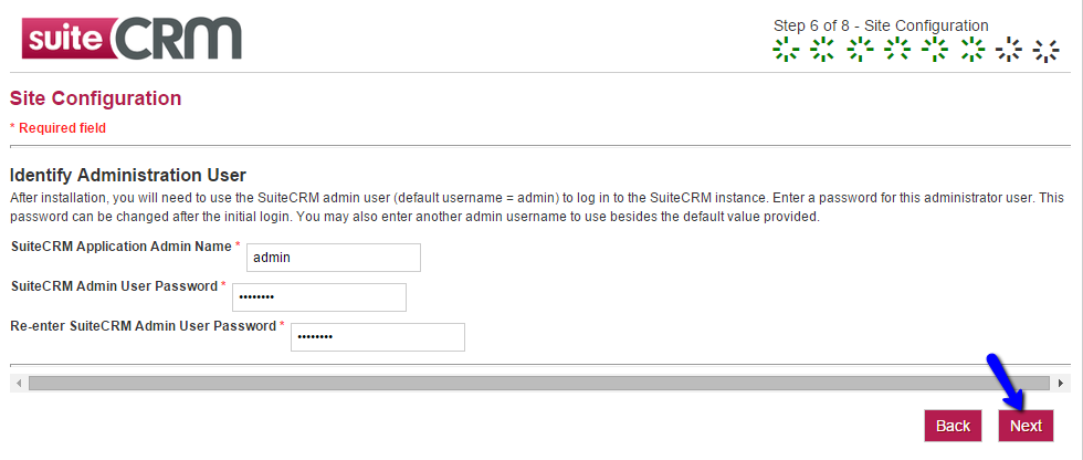 SuiteCRM Installation - Site Configuration