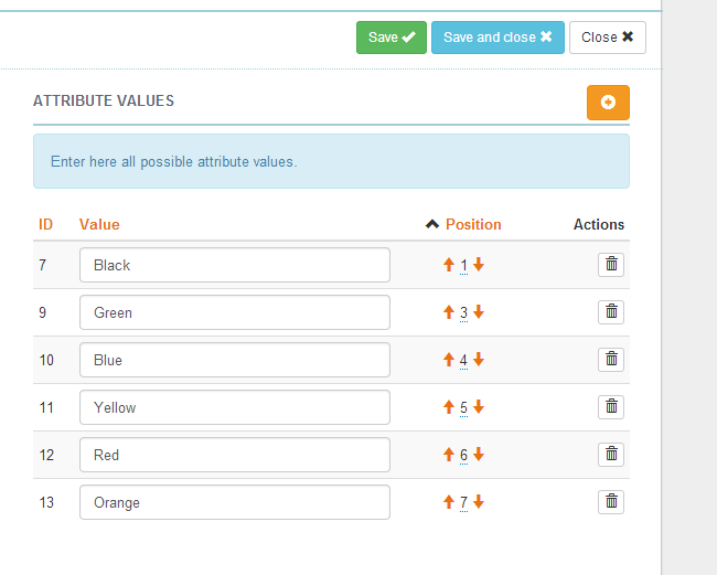 Add values to an attribute in Thelia