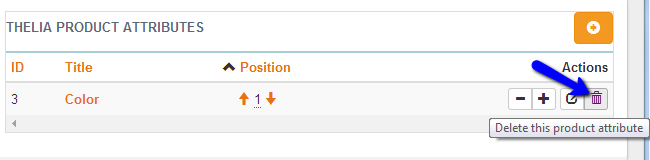 Delete product attributes in Thelia