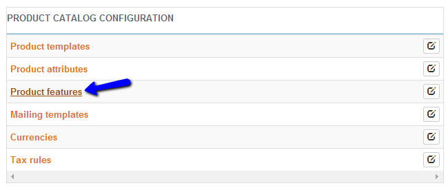 Access the product features service in Thelia