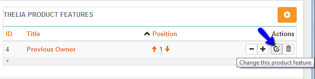 Edit product features in Thelia