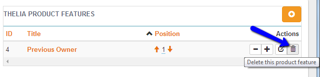 Delete product features in Thelia