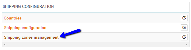 Access shipping zones management tool in Thelia