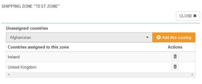 Add countries to a shipping zone in Thelia