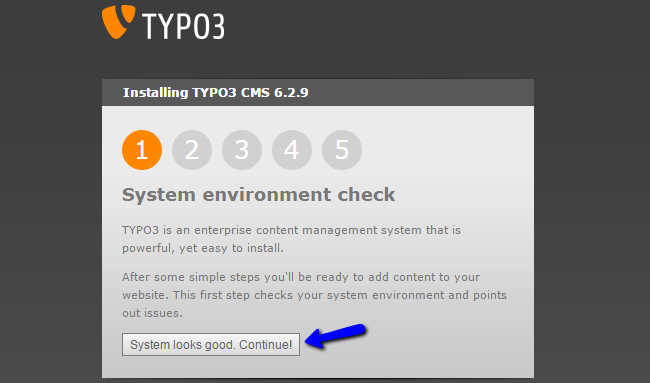 System check during TYPO3 installation