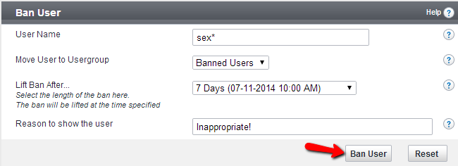 Edit ban information for user in vBulletin