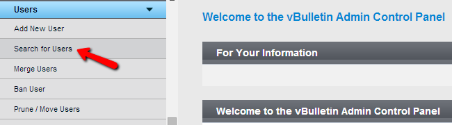Search users in vBulletin